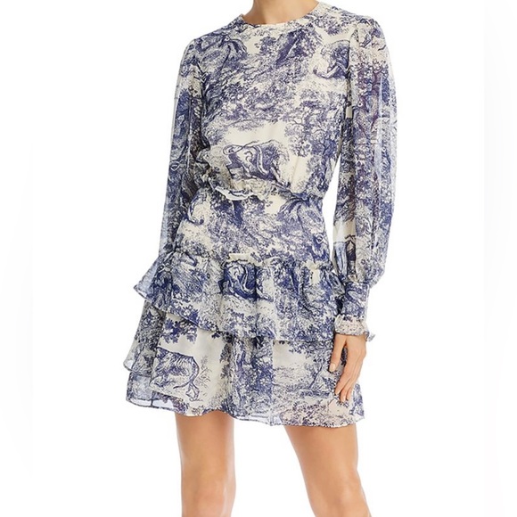 Toile Print Mini Dress - Picture 1 of 9